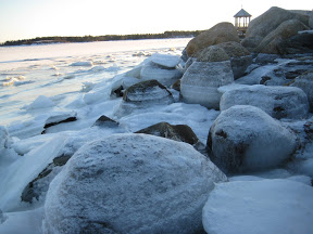 Winter coastline at Oak Island Resort in Nova Scotia Canada