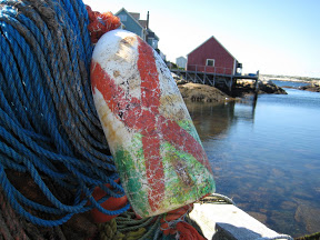 Fishing buoy and wharf in Peggy's Cove Nova Scotia
