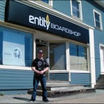 Bedford merchant Rob McLeod stands outside his new store, Entity Boardshop. The store is set to open on May 9.