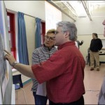 Bedford residents inspect one of three development concepts for the Bedford Waterfront. The concepts were unveiled during a public meeting at Basinview Drive Community School on Wednesday evening. Story to follow.