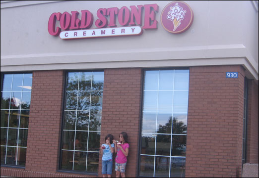 Bedford locals enjoy ice cream from the new Cold Stone Creamery located inside the Tim Hortons in the Village Centre plaza.