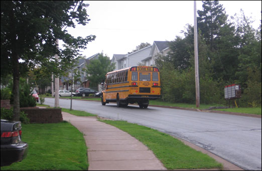School bus on first day of school.