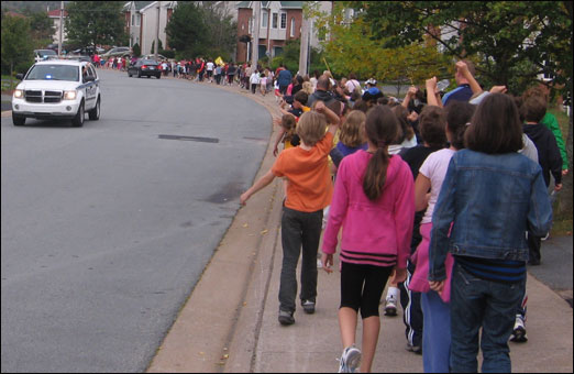 Throughout September schools throughout Bedford participated in the Terry Fox run/walk. On Wednesday, Bedford South School students show their support and enthusiasm for the fight against cancer.