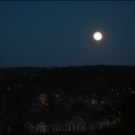 A full moon lights up Bedford, Nova Scotia on December 2, 2009.