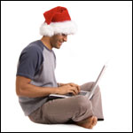 Christmas surfer on computer