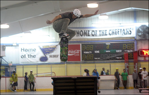 Boarders were catching some big air during a fundraiser for the Bedford Skatepark Action Team (B.SPAT) at the Lebrun Centre on Friday night.