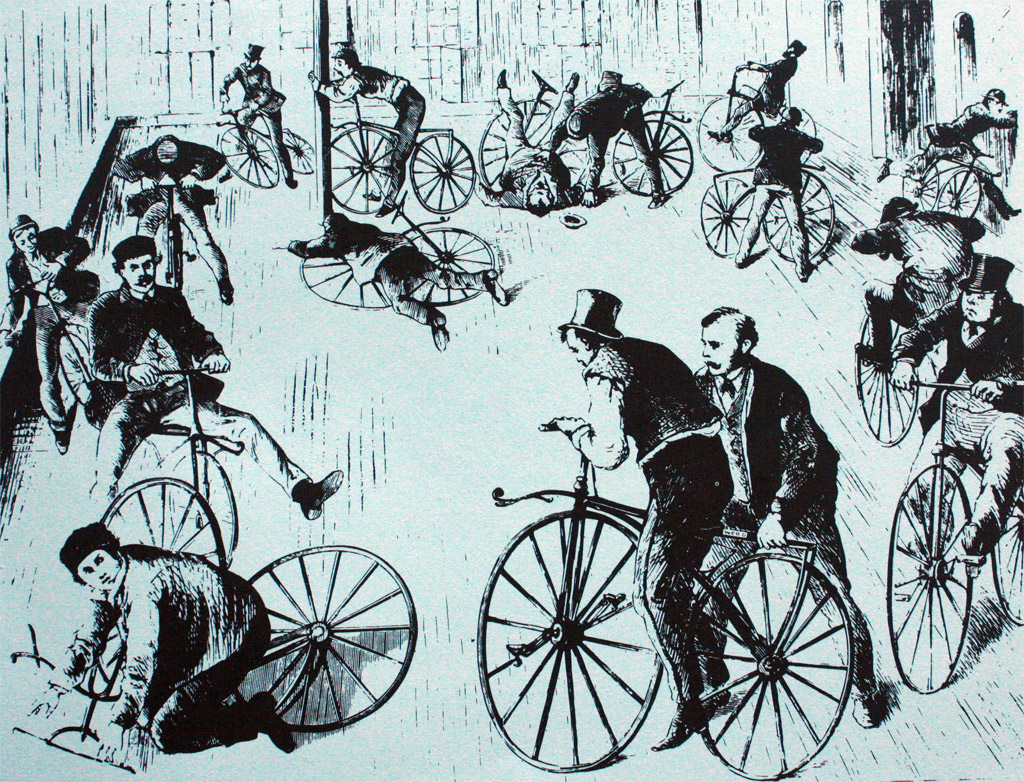 Practicing on velocipedes inside gymnasiums helped Haligonians avoid falling in the streets.