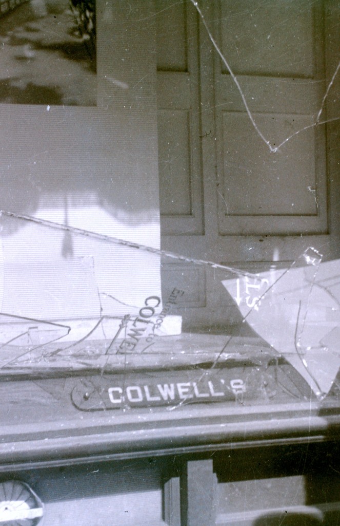 Colwell Brothers Window Smashed Out after the Riot