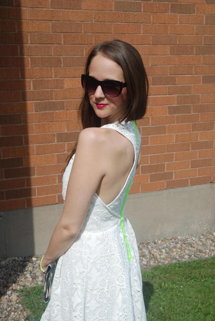 White Lace Dress, Neon, Exposed Zipper, White, Summer Looks, Sun Dresses