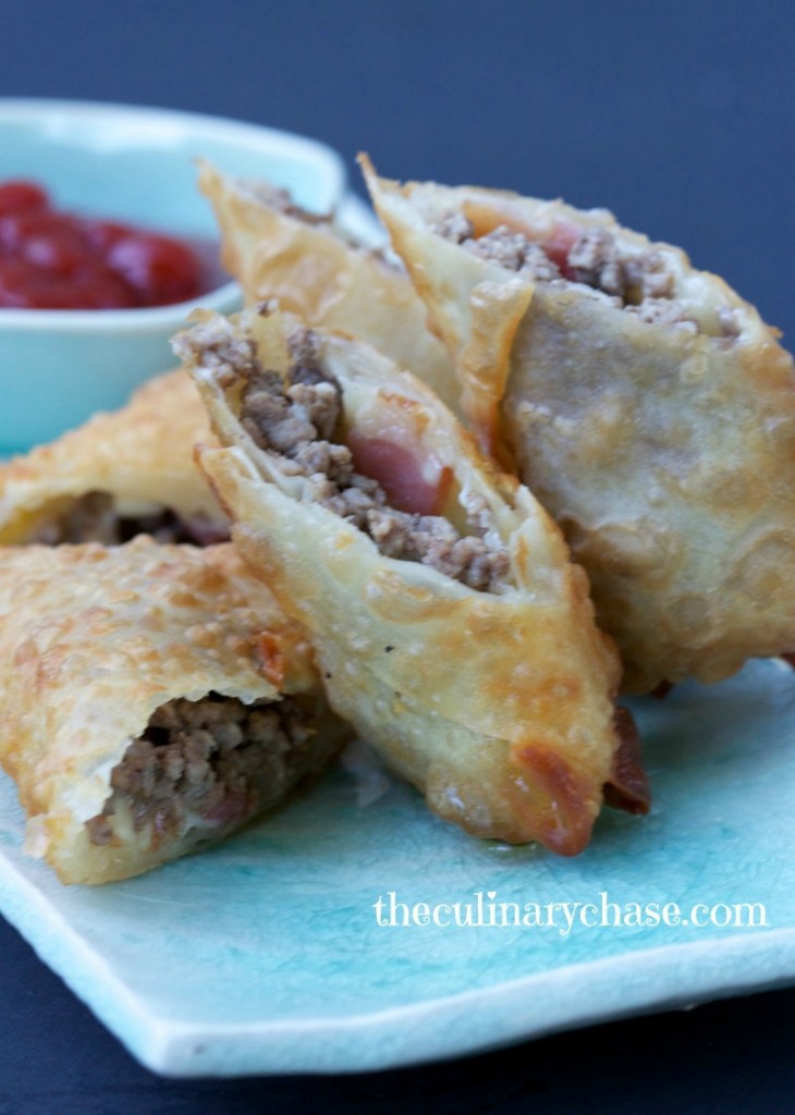 bacon cheeseburger eggrolls photo by The Culinary Chase