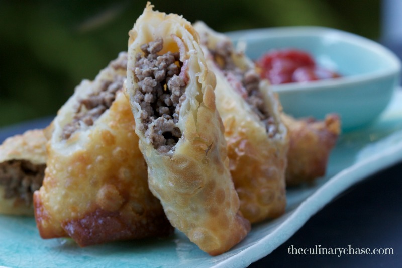 bacon cheeseburger eggroll by The Culinary Chase