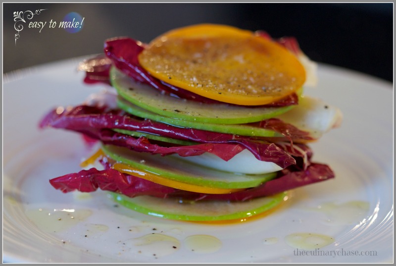 persimmon apple radicchio stacks by The Culinary Chase