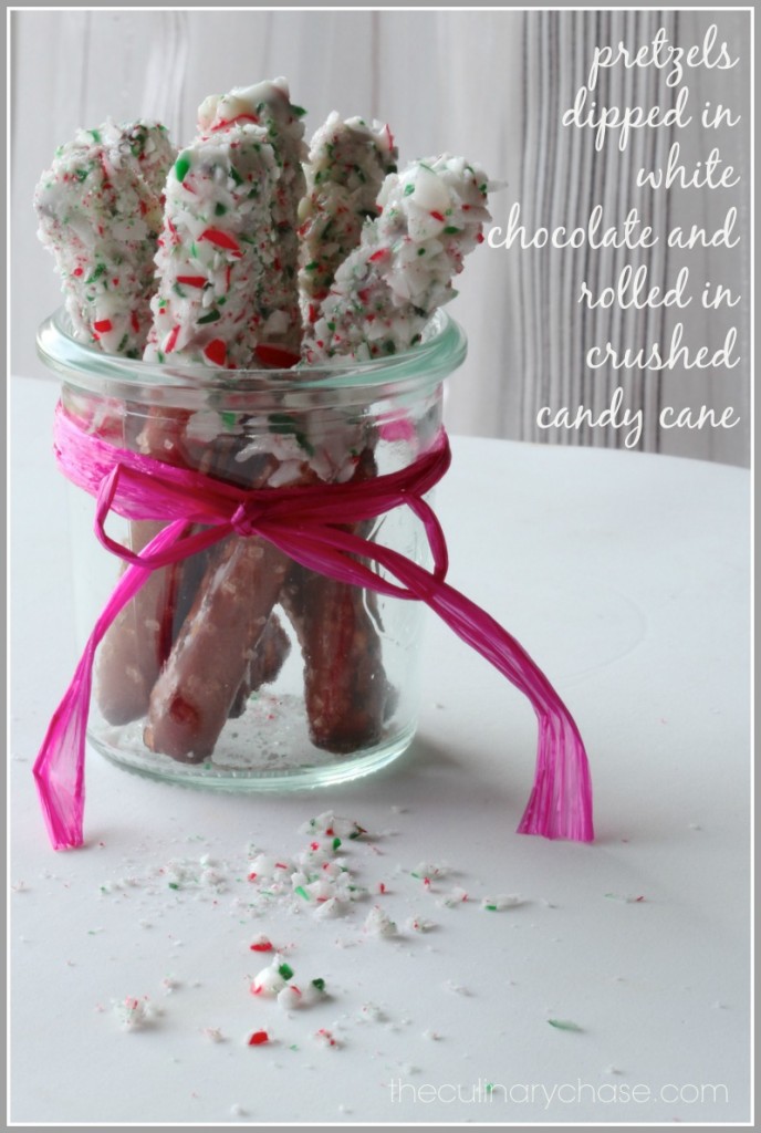 prezels in white chocolate candy cane by The Culinary Chase