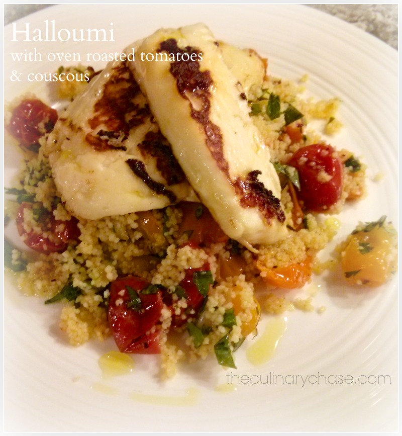 halloumi with oven roasted tomaotes & couscous by The Culinary Chase