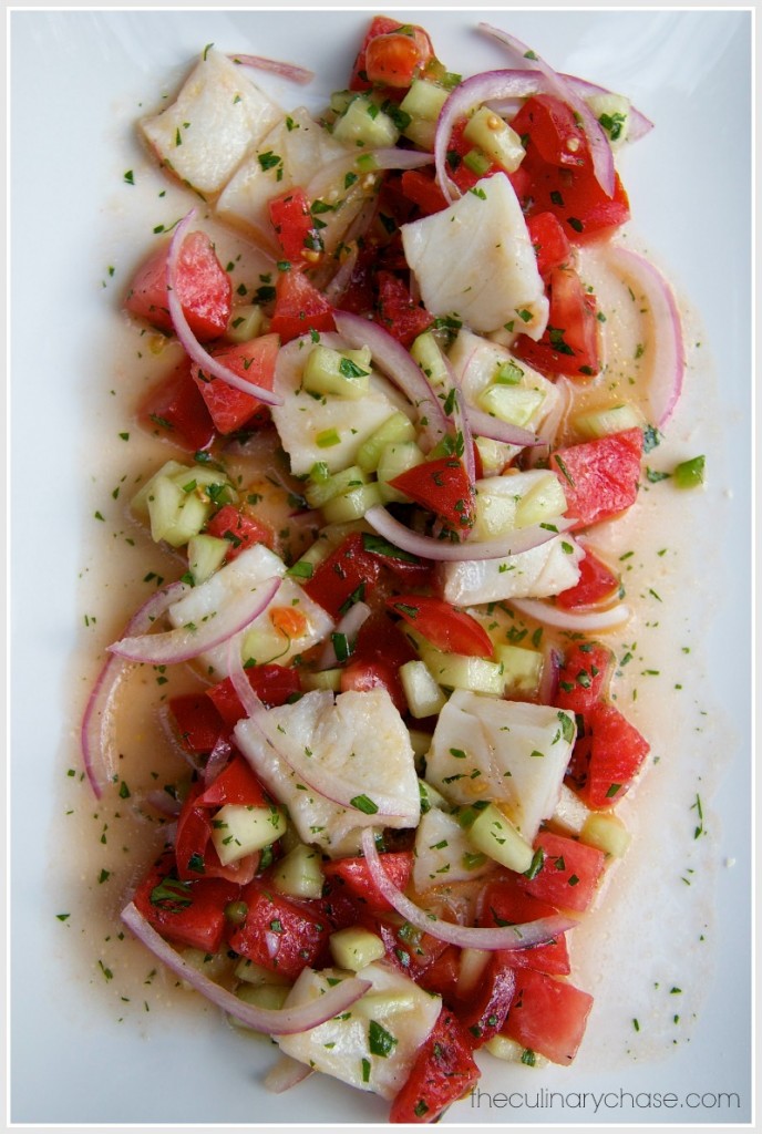 Halibut Ceviche with Watermelon by The Culinary Chase