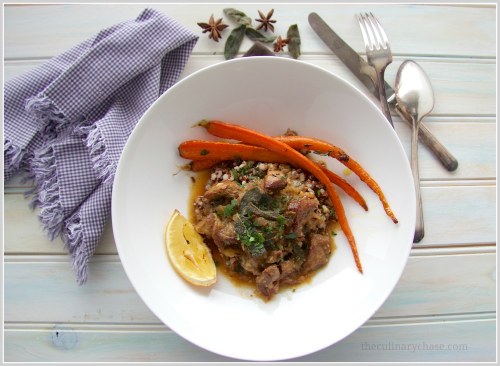 braised lamb with roast carrot & mixed grains by The Culinary Chase