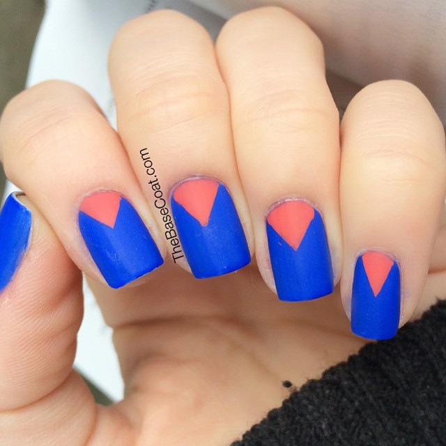 Color block chevrons with @essiecanada Butler Please and @opi_products I Eat Mainely Lobster.