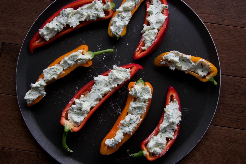 goat cheese stuffed bell peppers by The Culinary Chase
