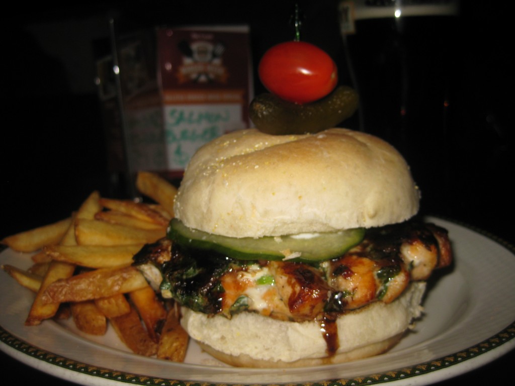 Salmon Burger at the Old Triangle: $15 with $5 going to FEED Nova Scotia