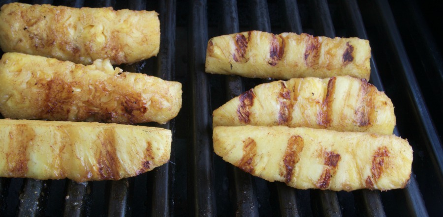 pineapple wedges on the bbq