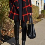 red plaid, sweater weather, sweater coat, le chateau, over the knee boots, skirts, canadain blogger