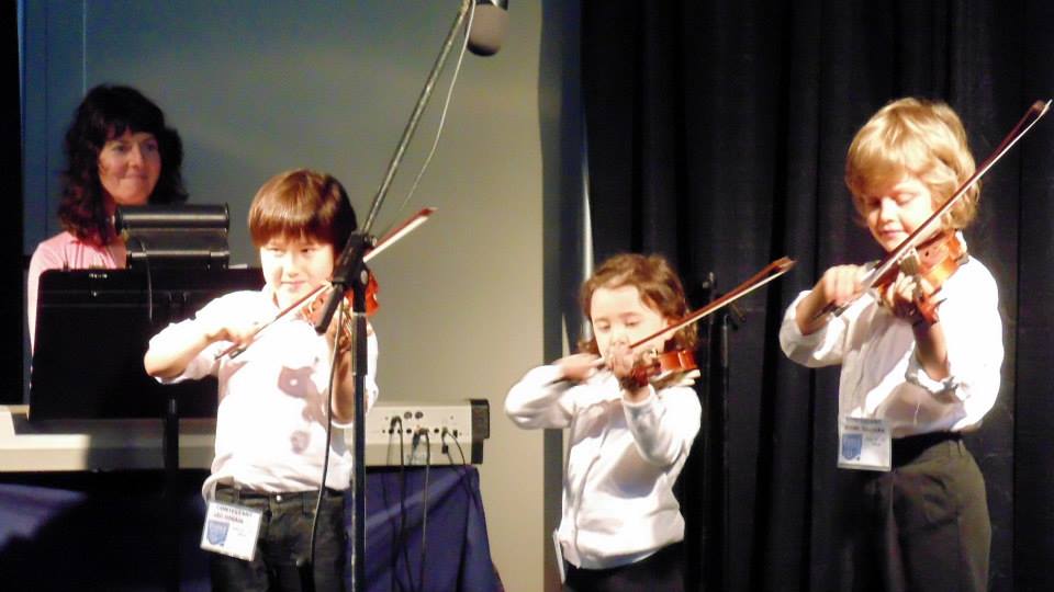 Leo & Rose Hanada and Madoc Sullivan competing at the 2014 Maritime Fiddle Festival