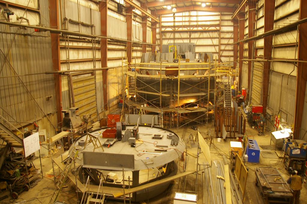 Work is well underway at Meteghan River where the new ferry is being built by A.F. Theriault & Son Ltd