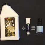 How to add color to clear liquid latex: pour liquid latex into a clean and empty polish bottle of your choice. Add 1/4 of a tsp of acrylic paint and mix.