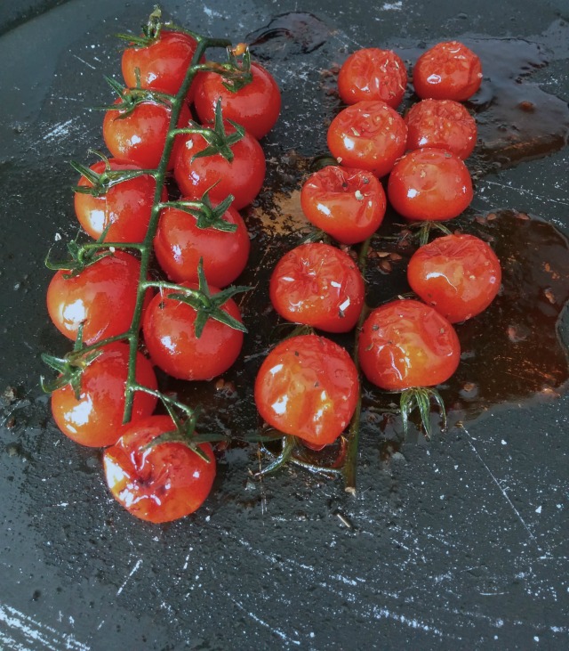 roasted cherry tomatoes on the vine