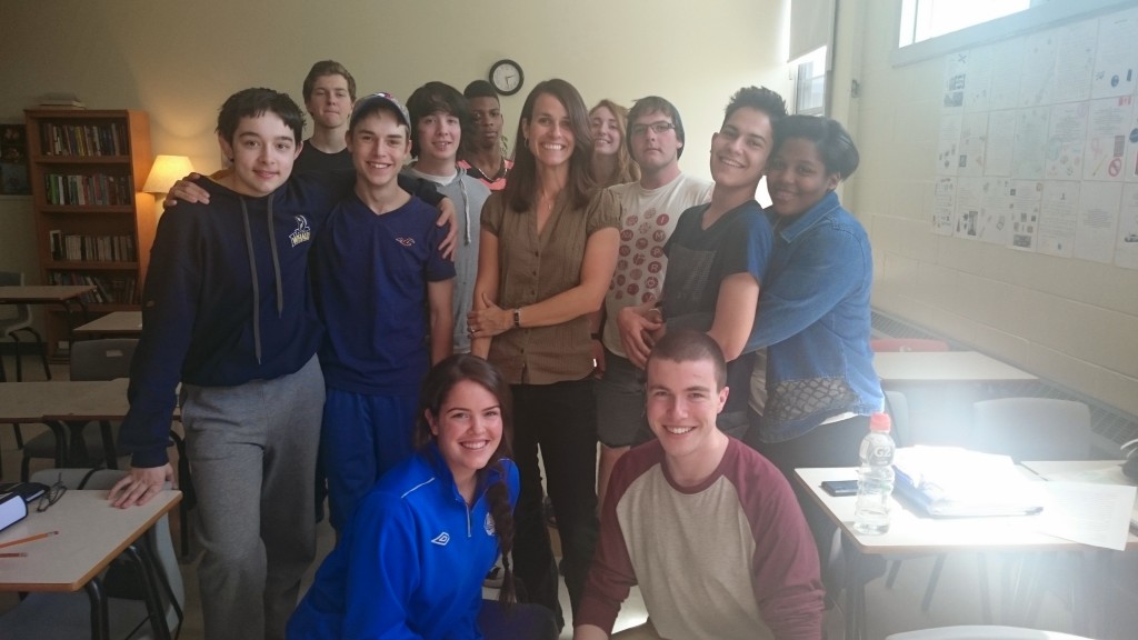 Heather Hughes-Leck and one of her Grade 12 English classes  at Dartmouth High