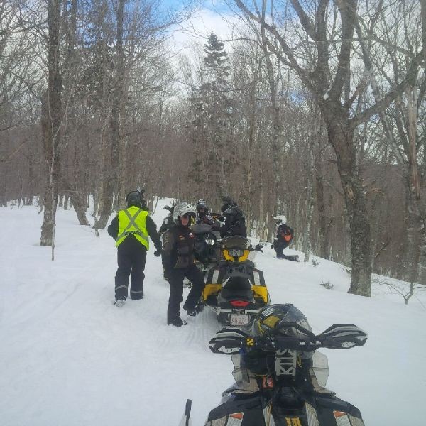Group snowmobiling.