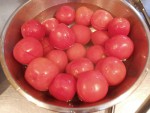 Tomatoes ready to be peeled.