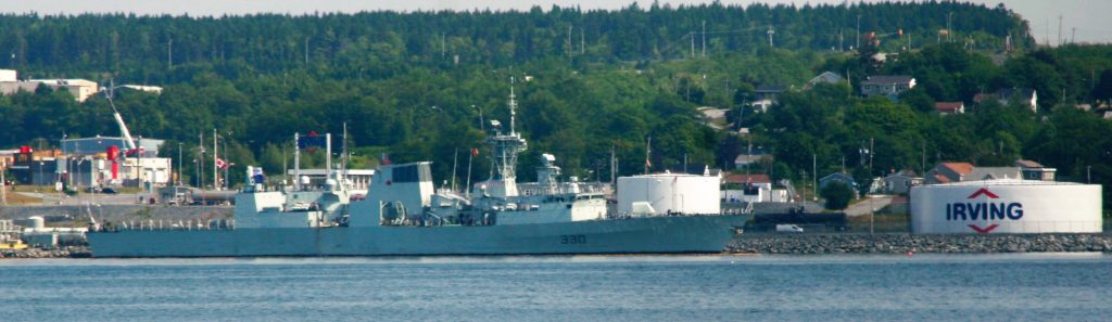 HMCS Halifax pulls into Irving for Gas.
